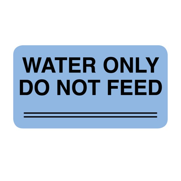 Nevs Label, Water Only Do Not Feed 7/8" x 1-5/8" Blue w/Black VW-0050 - main